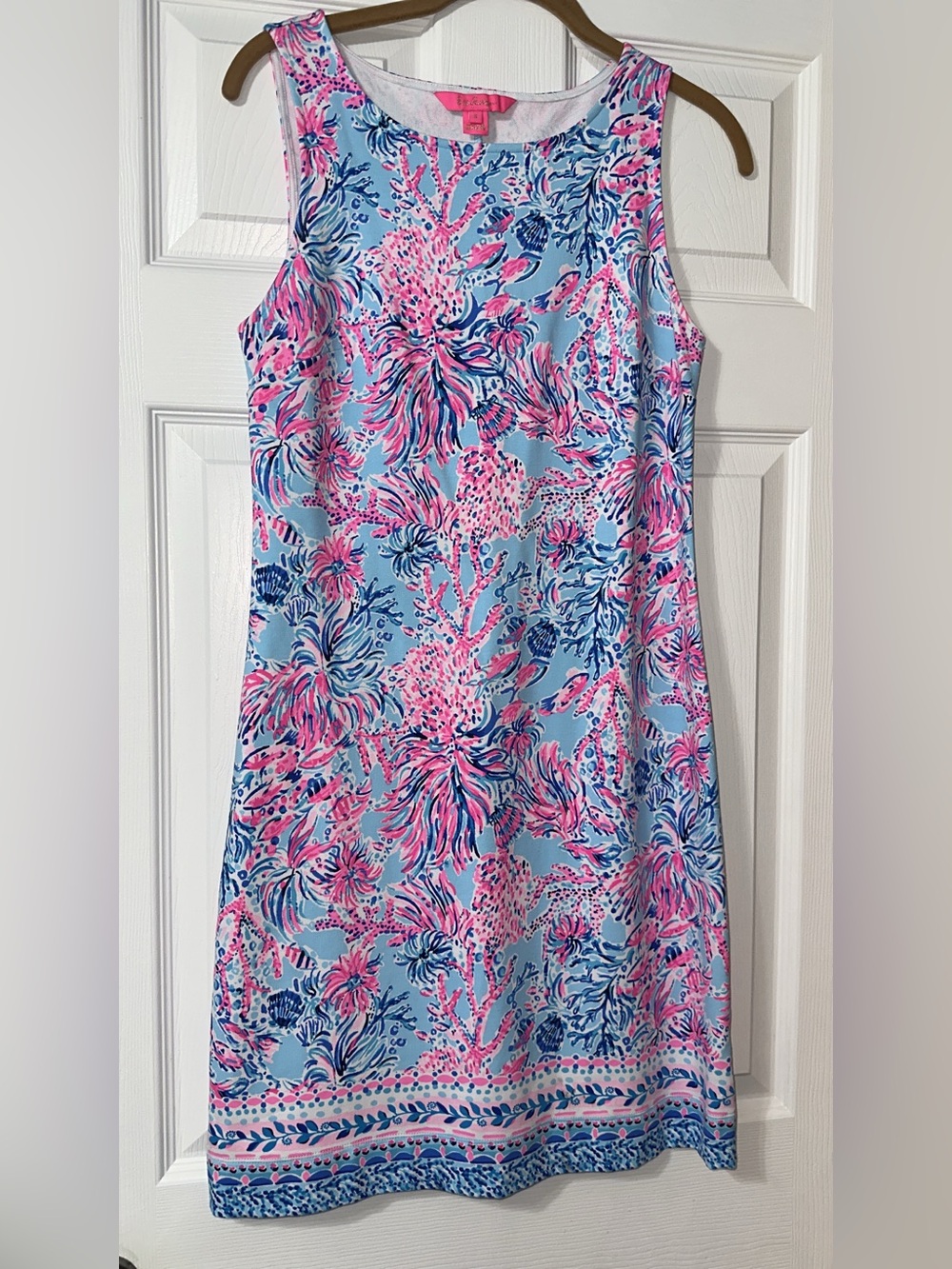 Lilly Pulitzer Blue Pink Navy Floral Shift Dress